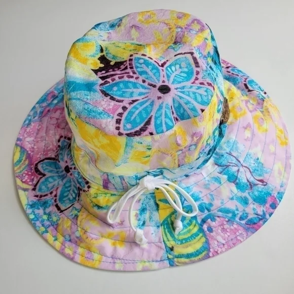 Panama jack women's floral bucket hat one size 100% cotton pre-owned - Picture 2 of 8